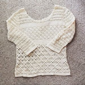 Lucky Brand Crochet White Top . 100% Cotton.